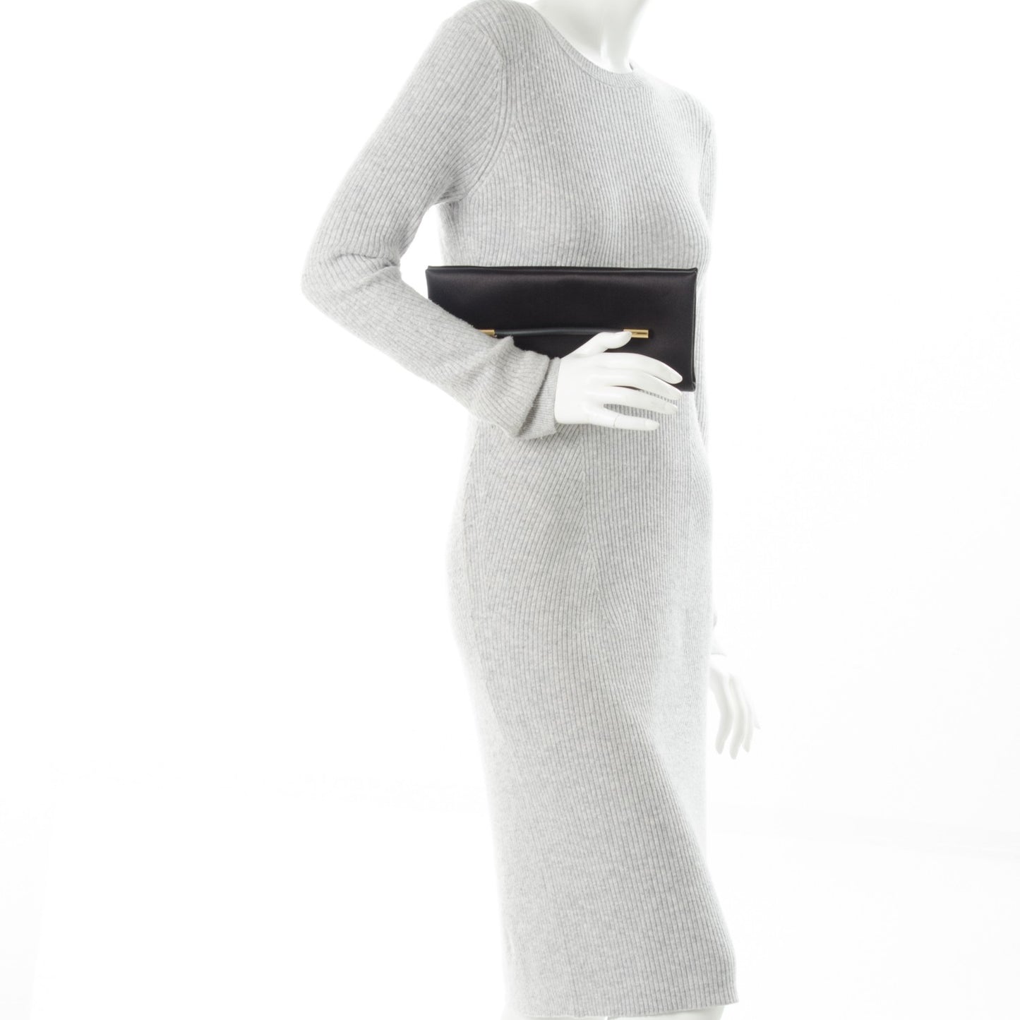 TOM FORD Silk Small Clutch With Handle Black