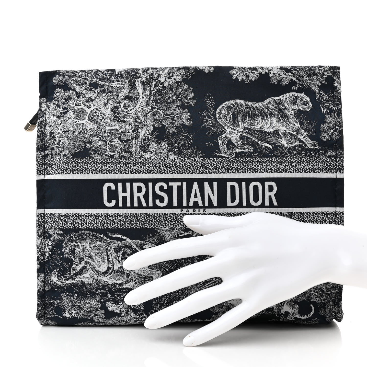 Christian Dior Embroidered Toile De Jouy Diortravel Zipped Pouch Blue 2 of 7