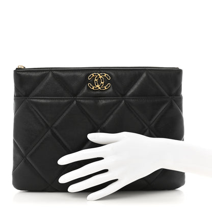 Chanel Goatskin Quilted Chanel 19 Pouch Black 2 of 8