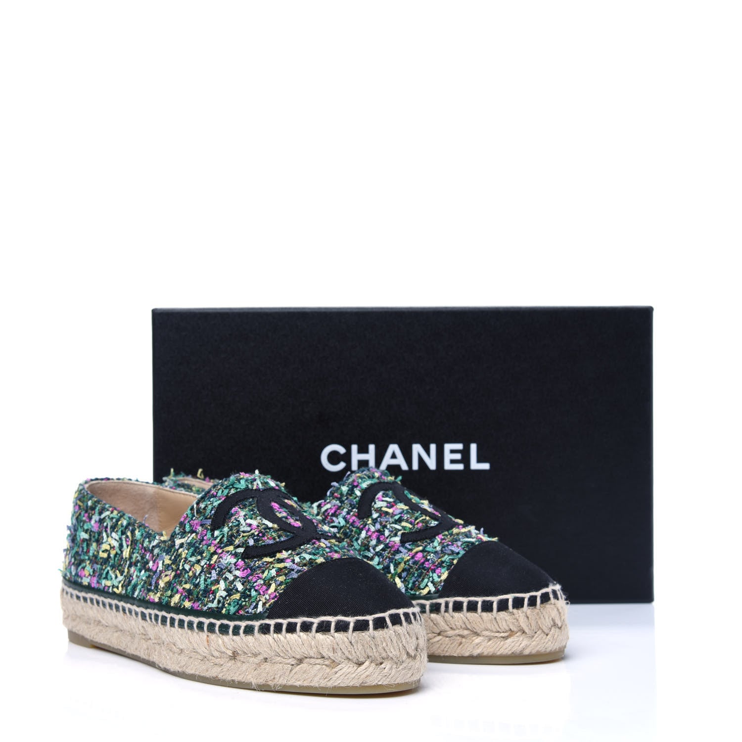 Chanel Tweed CC Espadrilles 36 Turquoise Multicolor 8 of 8