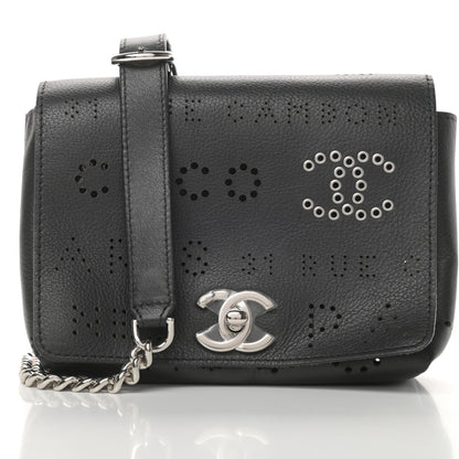Chanel Calfskin Tweed Eyelet Flap Bag Black 10 of 15