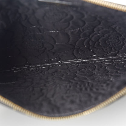 Chanel Lambskin Camellia Embossed Medium Cosmetic Case Black Gold 5 of 7
