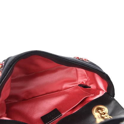 Gucci Velvet Matelasse Embroidered Mini GG Marmont Shoulder Bag Black 5 of 10