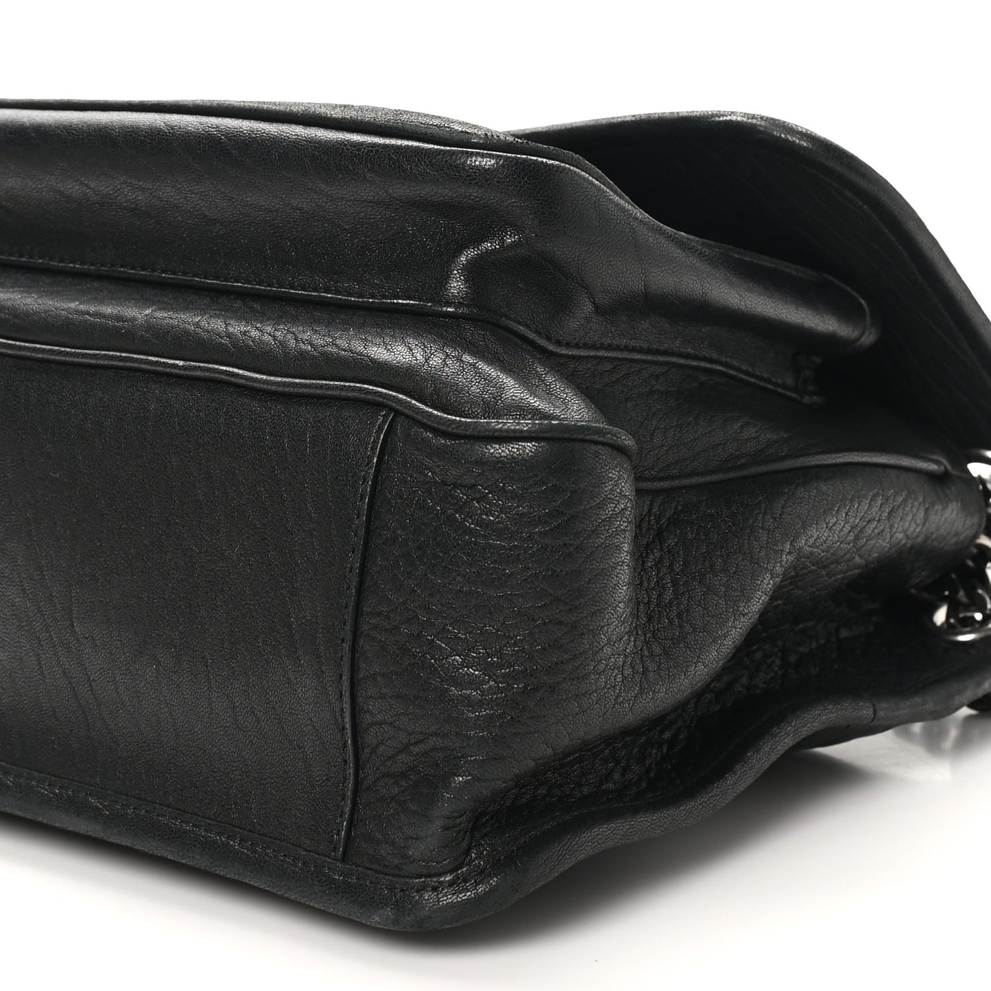 Grained Lambskin Monogram Medium Niki Chain Satchel Black