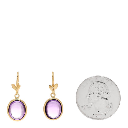 Tiffany 18K Yellow Gold Amethyst Paloma Picasso Olive Leaf Drop Earrings 2 of 5