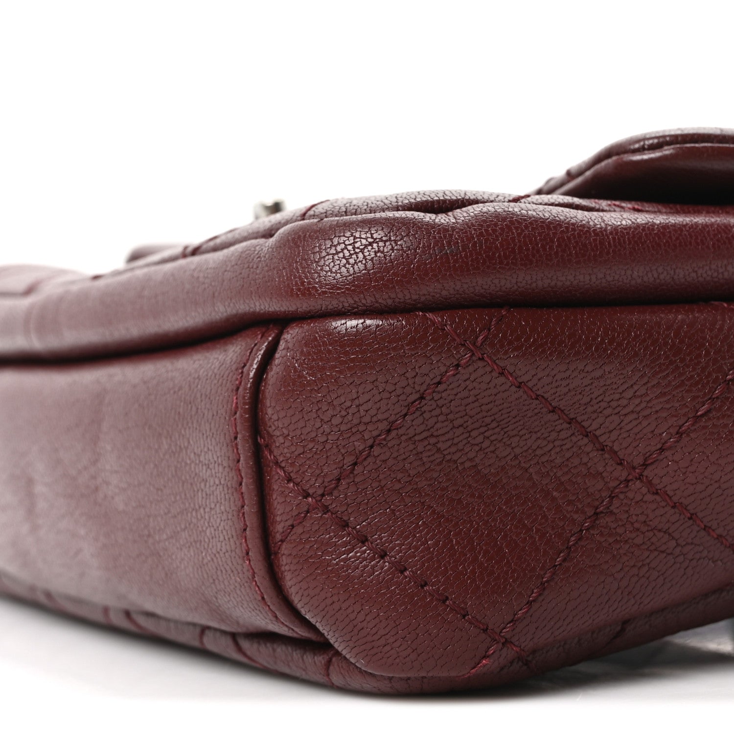 Chanel Shiny Goatskin Quilted Small Double Carry Waist Chain Flap Burgundy 10 of 10
