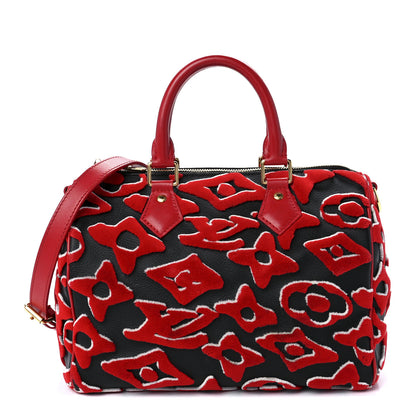 Louis Vuitton X UF Tufted Monogram Speedy Bandouliere 25 Black Red 1 of 12
