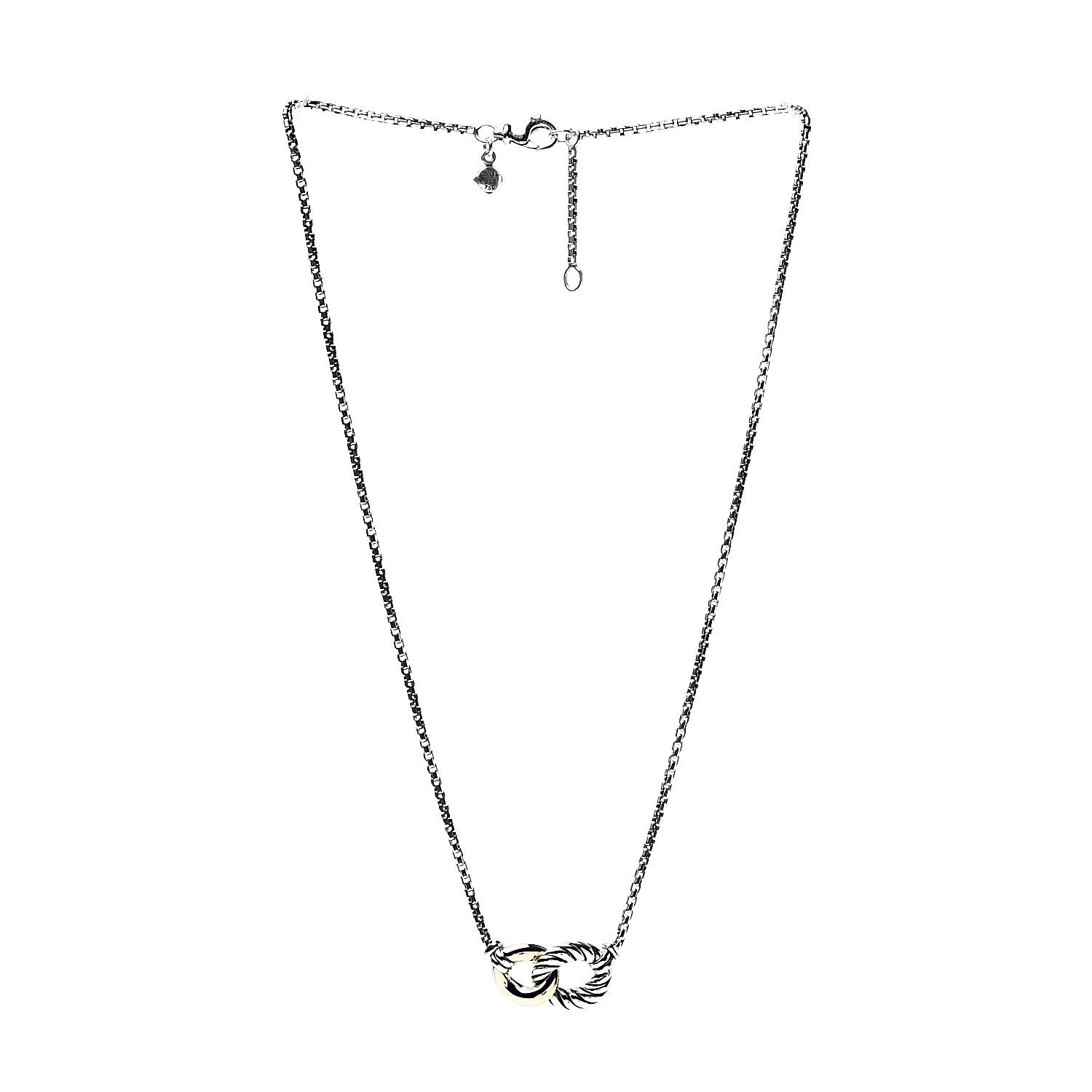David Yurman Sterling Silver 18K Yellow Gold Belmont Pendant Necklace 3 of 6
