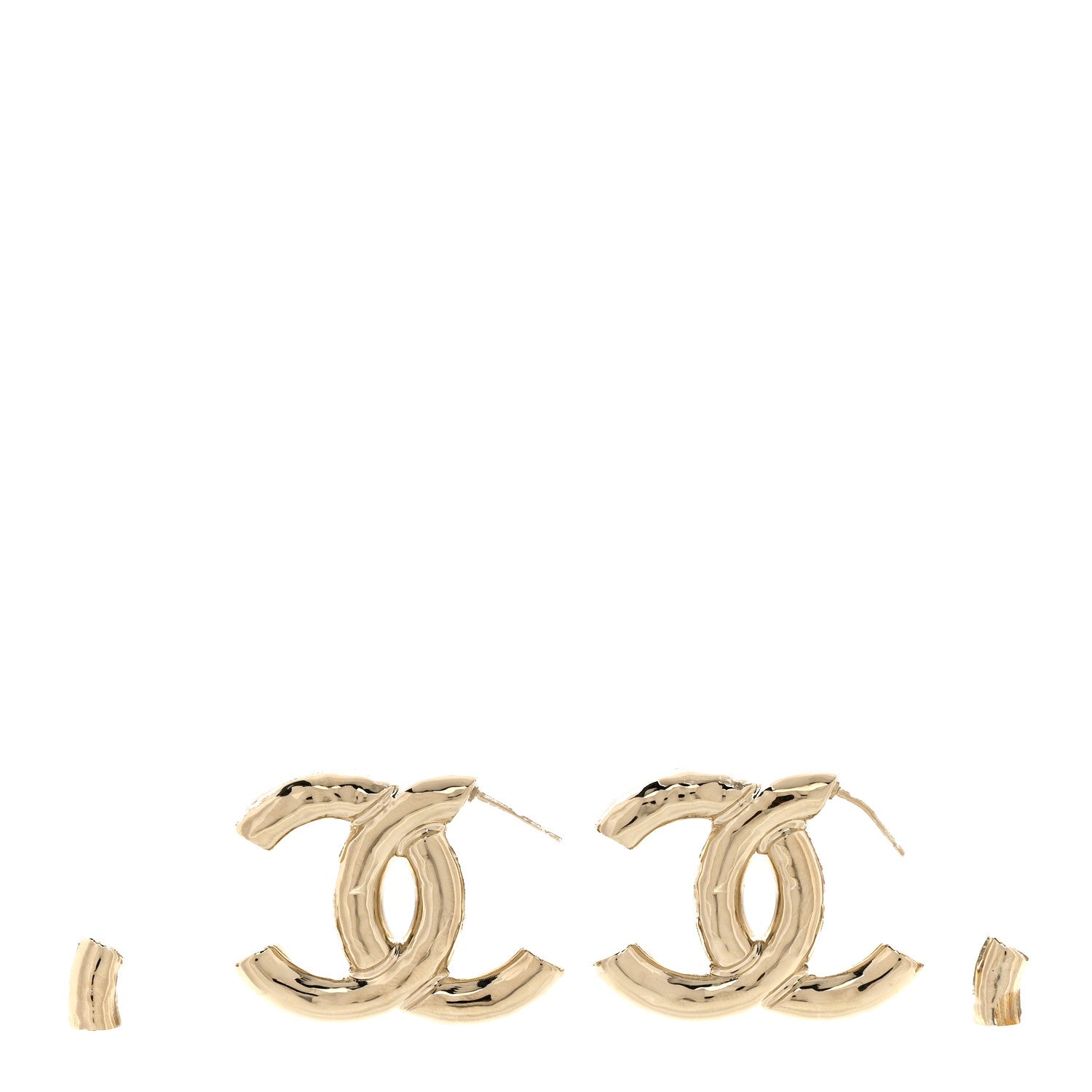 Chanel Metal Large CC Earrings Light Gold 3 of 5