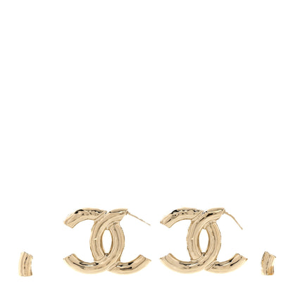Chanel Metal Large CC Earrings Light Gold 3 of 5