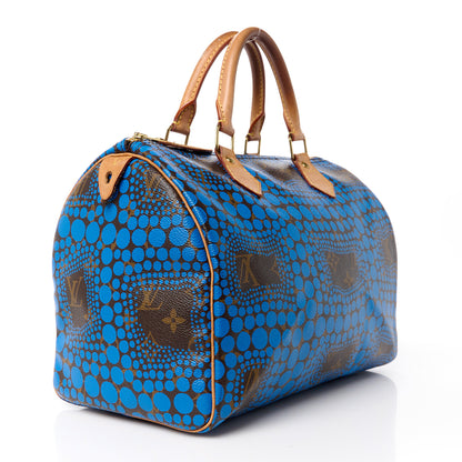 Louis Vuitton Monogram Kusama Town Speedy 30 Blue 3 of 14