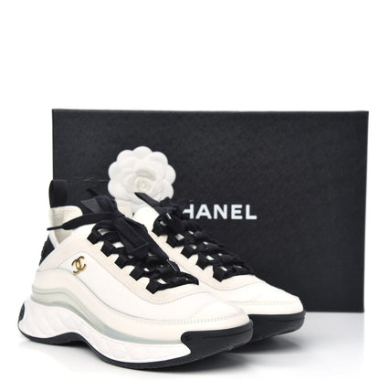 Chanel Velvet Calfskin Mixed Fibers CC Sneakers 36 Ivory Black 9 of 9