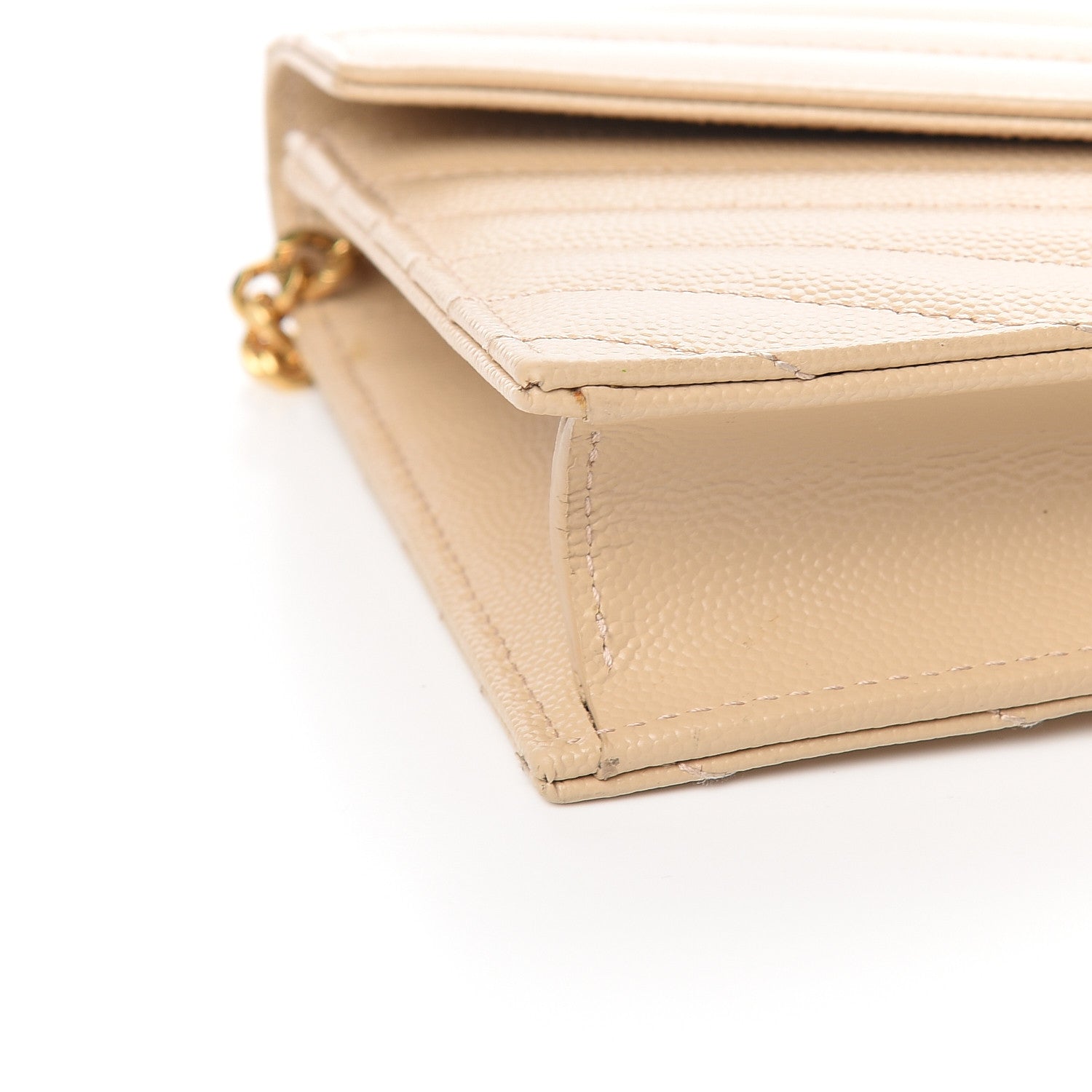 Saint Laurent Grain De Poudre Matelasse Chevron Monogram Envelope Chain Wallet Nude Powder 8 of 10