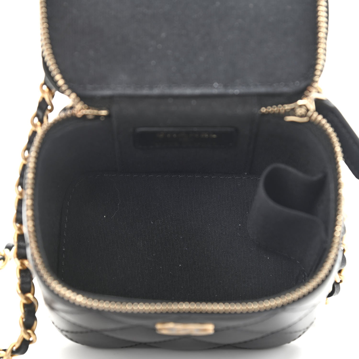 Chanel Lambskin Quilted Top Handle Mini Vanity Case With Chain Black 5 of 11