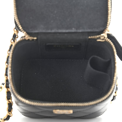 Chanel Lambskin Quilted Top Handle Mini Vanity Case With Chain Black 5 of 11