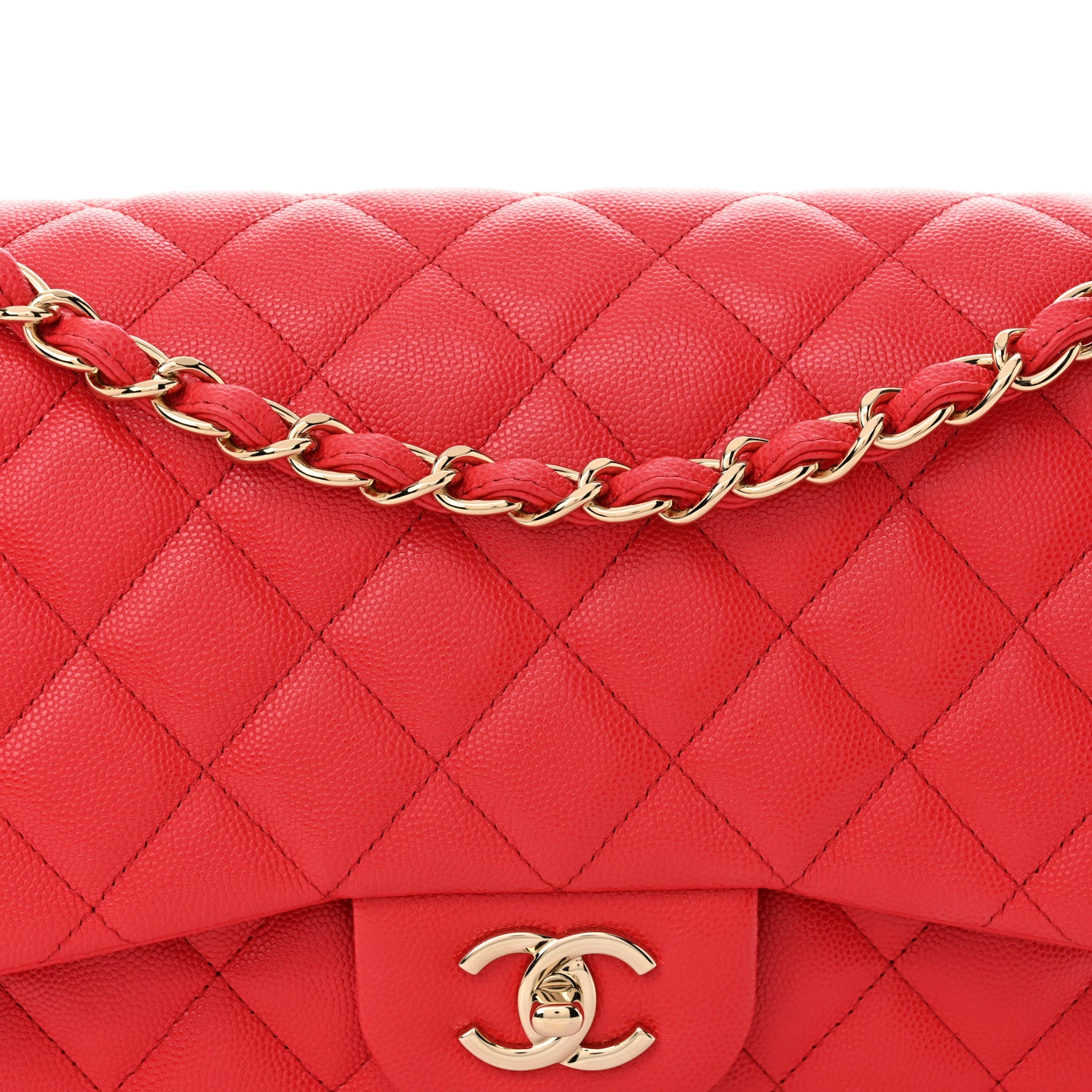 Chanel Caviar Quilted Jumbo Double Flap Red 8 of 11