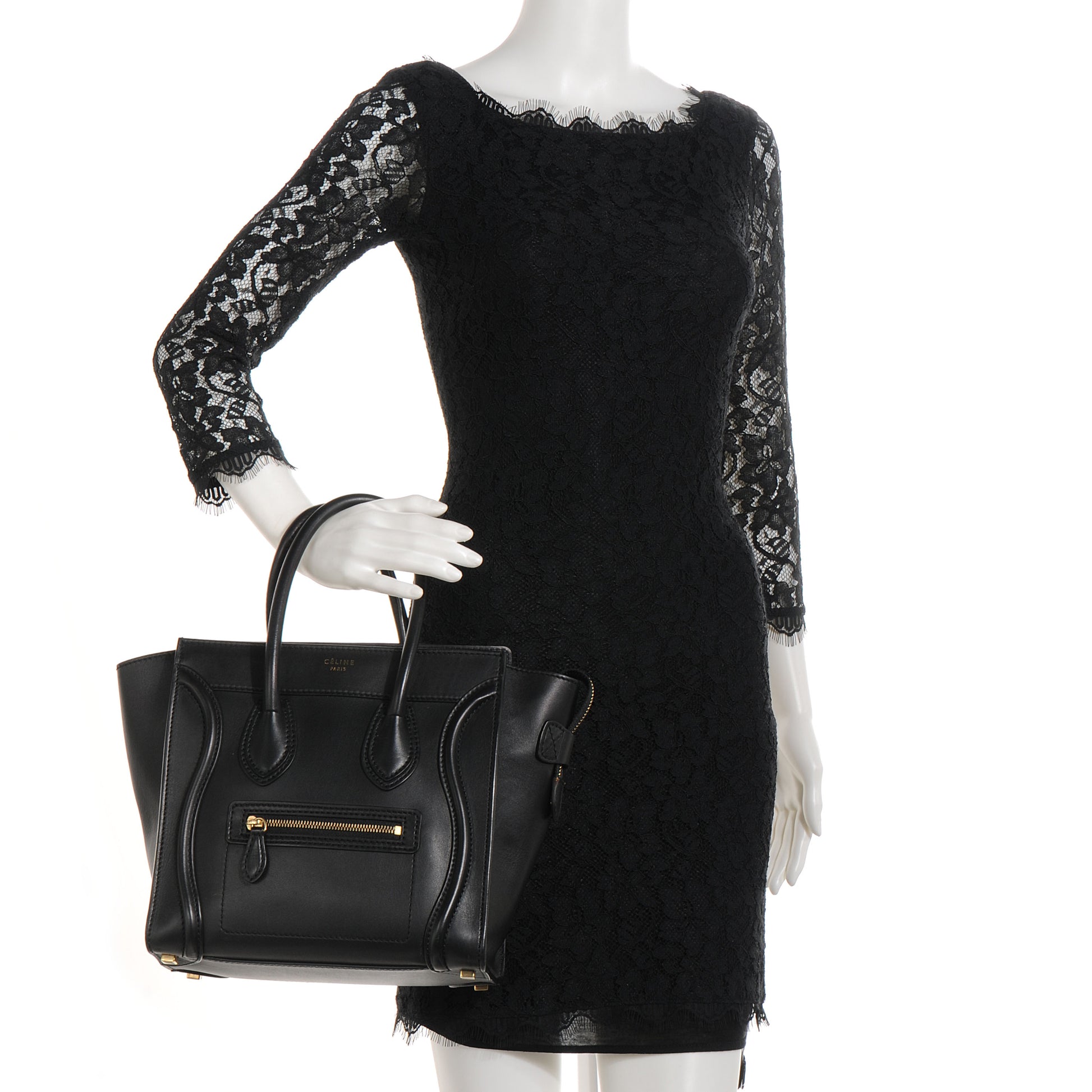 Celine Smooth Calfskin Micro Luggage Black 2 of 9