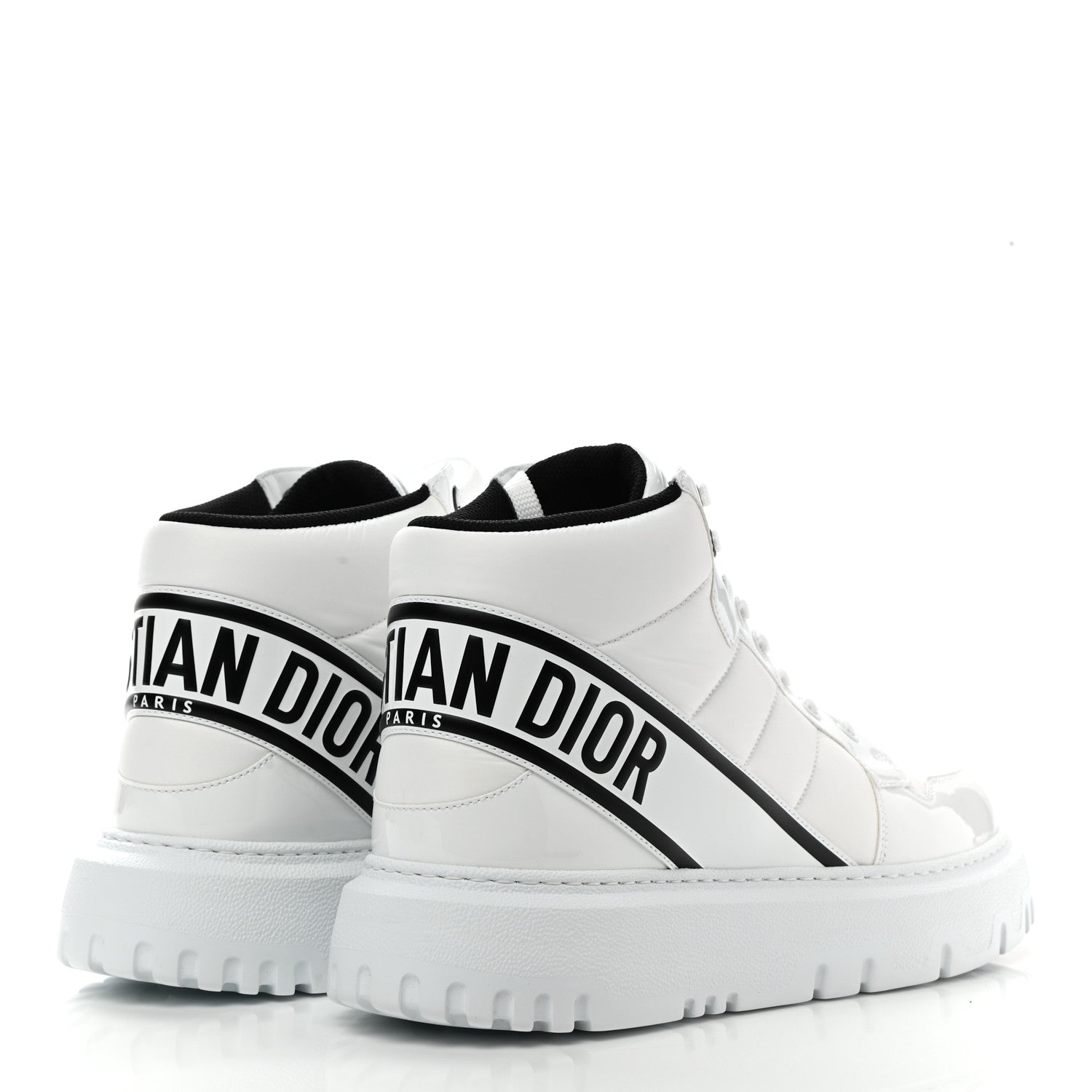 Christian Dior Nylon Fabric Womens D-Player High Top Sneakers 41 White Black 4 of 9