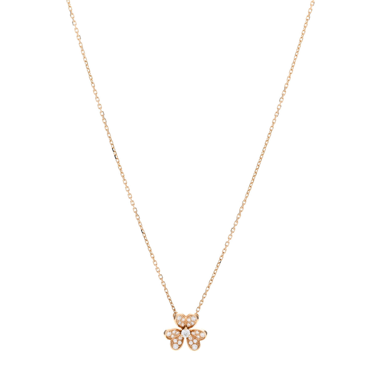 18K Yellow Gold Diamond Mini Frivole Pendant Pave Necklace