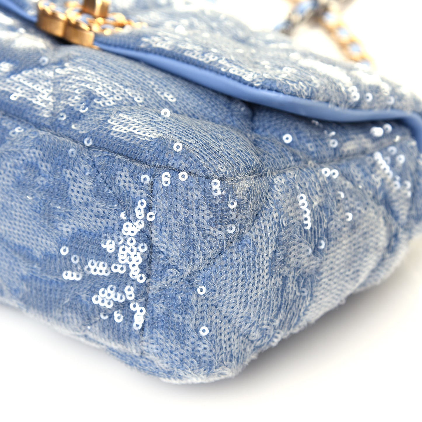 Sequin Quilted Medium Chanel 19 Flap Light Blue