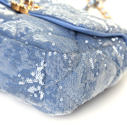 Chanel Sequin Quilted Medium Chanel 19 Flap Light Blue 9 of 13