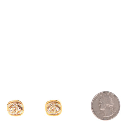 Chanel Crystal CC Square Earrings Gold 2 of 4