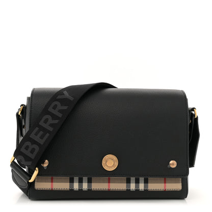 Burberry Grainy Calfskin Vintage Check Note Crossbody Bag Black 1 of 11