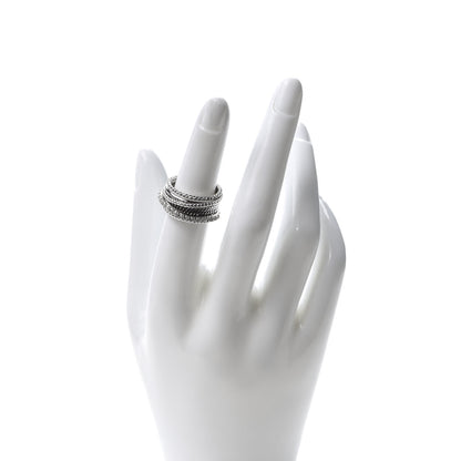 David Yurman Sterling Silver 14K White Gold Diamond 11mm Wide Crossover Cable Ring 51 5.75 2 of 4