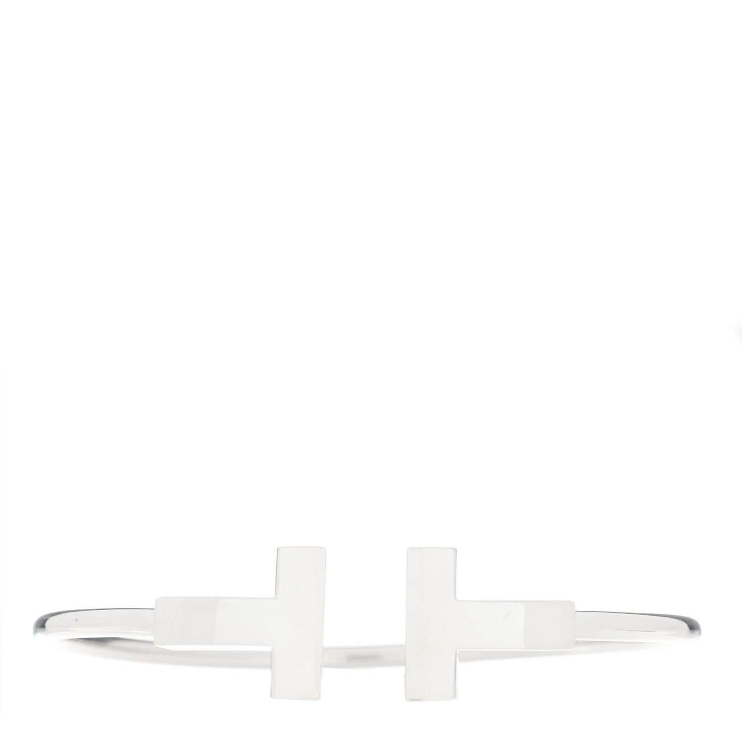 Tiffany 18K White Gold T Wide Wire Bracelet 1 of 5