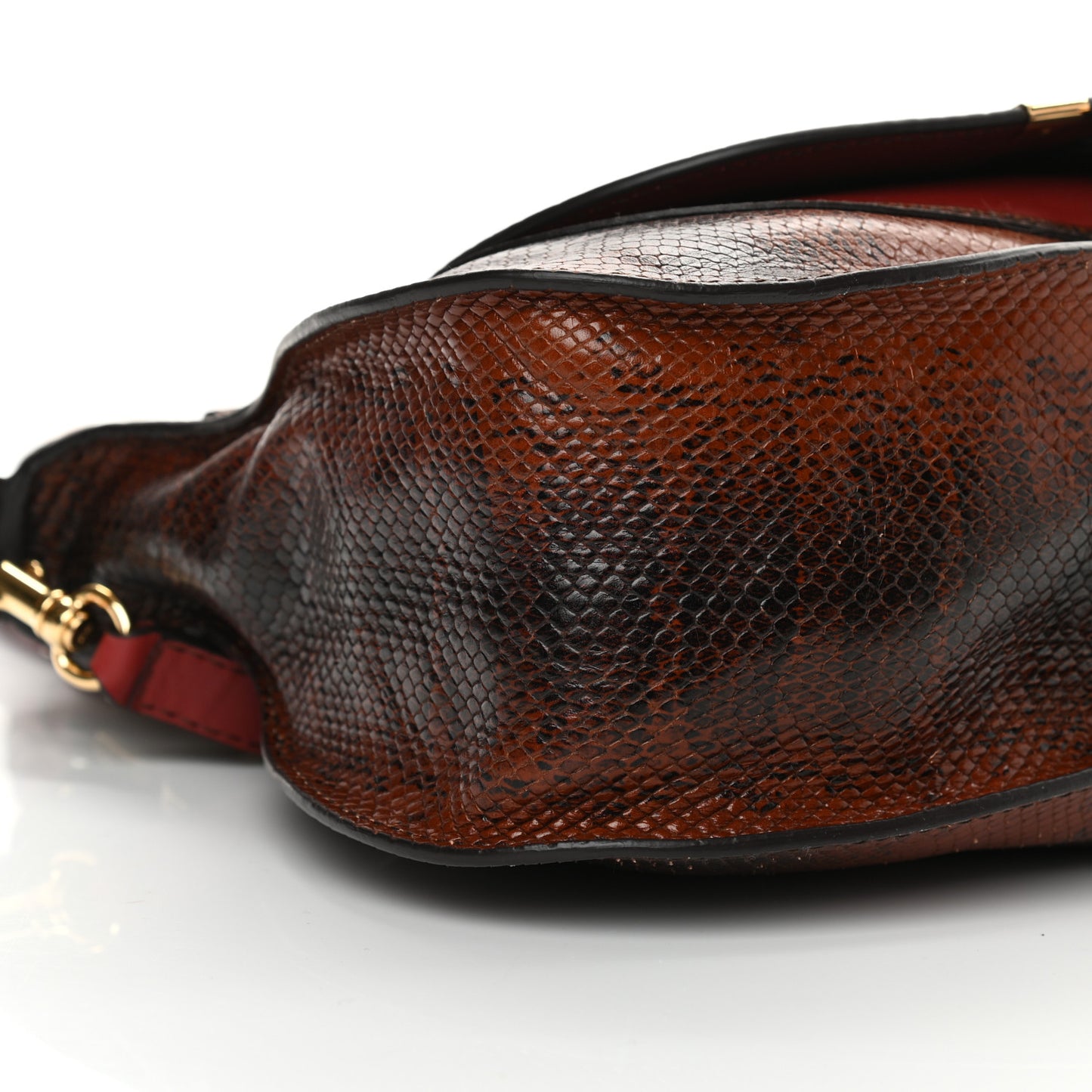 Calfskin Watersnake Embossed Medium Marcie Satchel Sepia Brown