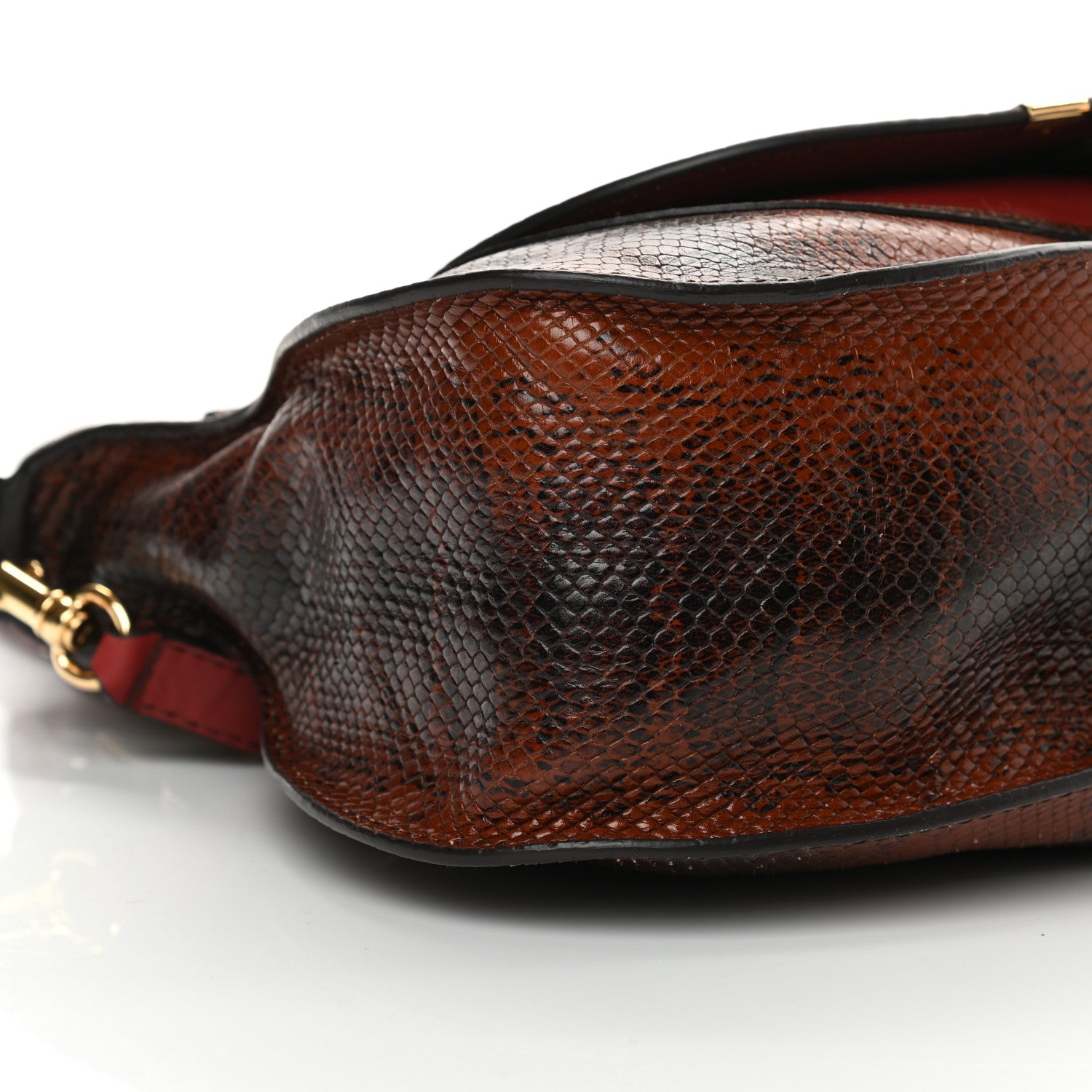Chloe Calfskin Watersnake Embossed Medium Marcie Satchel Sepia Brown 9 of 14