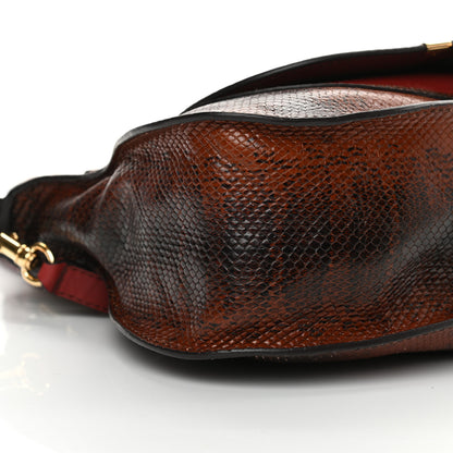 Chloe Calfskin Watersnake Embossed Medium Marcie Satchel Sepia Brown 9 of 14