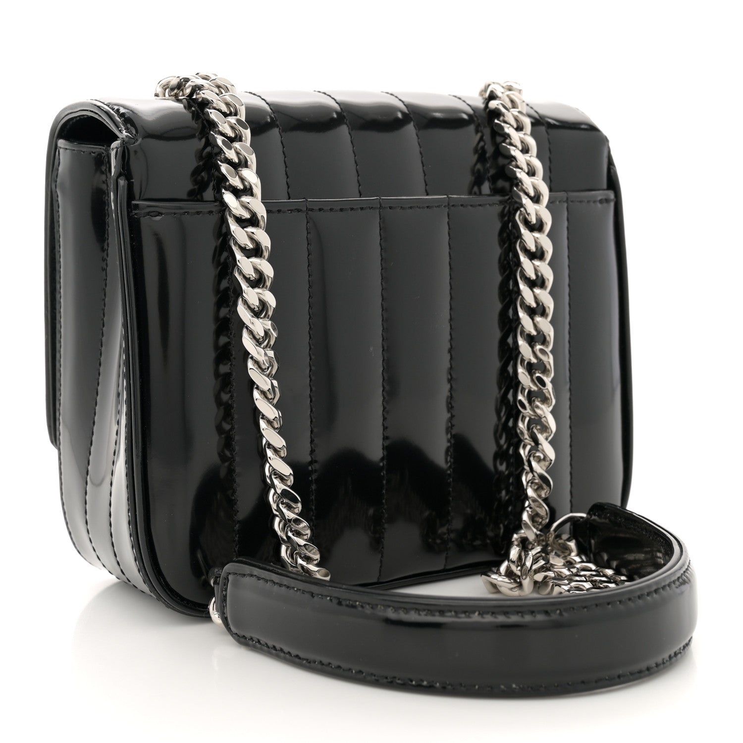 Saint Laurent Patent Calfskin Matelasse Monogram Small Vicky Chain Bag Black 3 of 11
