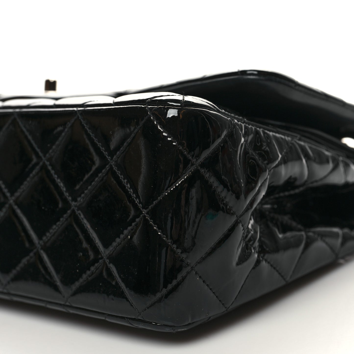 Patent Quilted Jumbo Double Flap Black