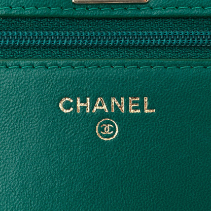 Chanel Lambskin Quilted Trendy CC Wallet On Chain WOC Green 6 of 10