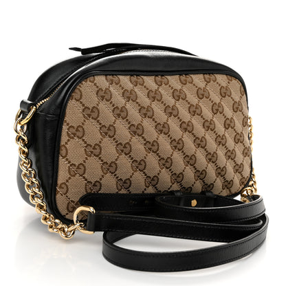 Gucci Monogram Matelasse Diagonal Small GG Marmont Chain Shoulder Bag Beige Black 3 of 11