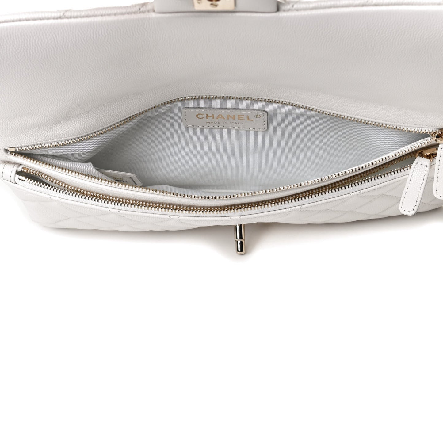 Caviar Quilted Flap Clutch White