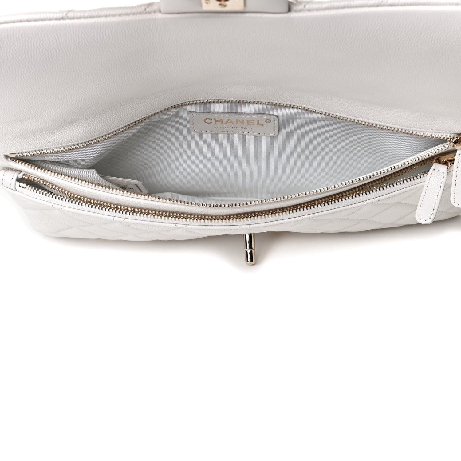 Chanel Caviar Quilted Flap Clutch White 5 of 11