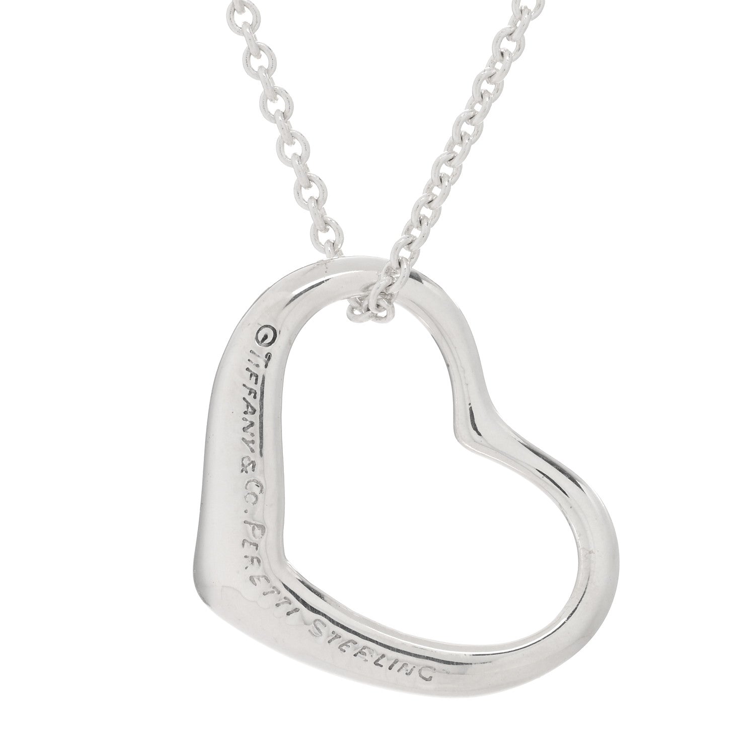 Tiffany Sterling Silver 22mm Elsa Peretti Open Heart Pendant Necklace 4 of 4