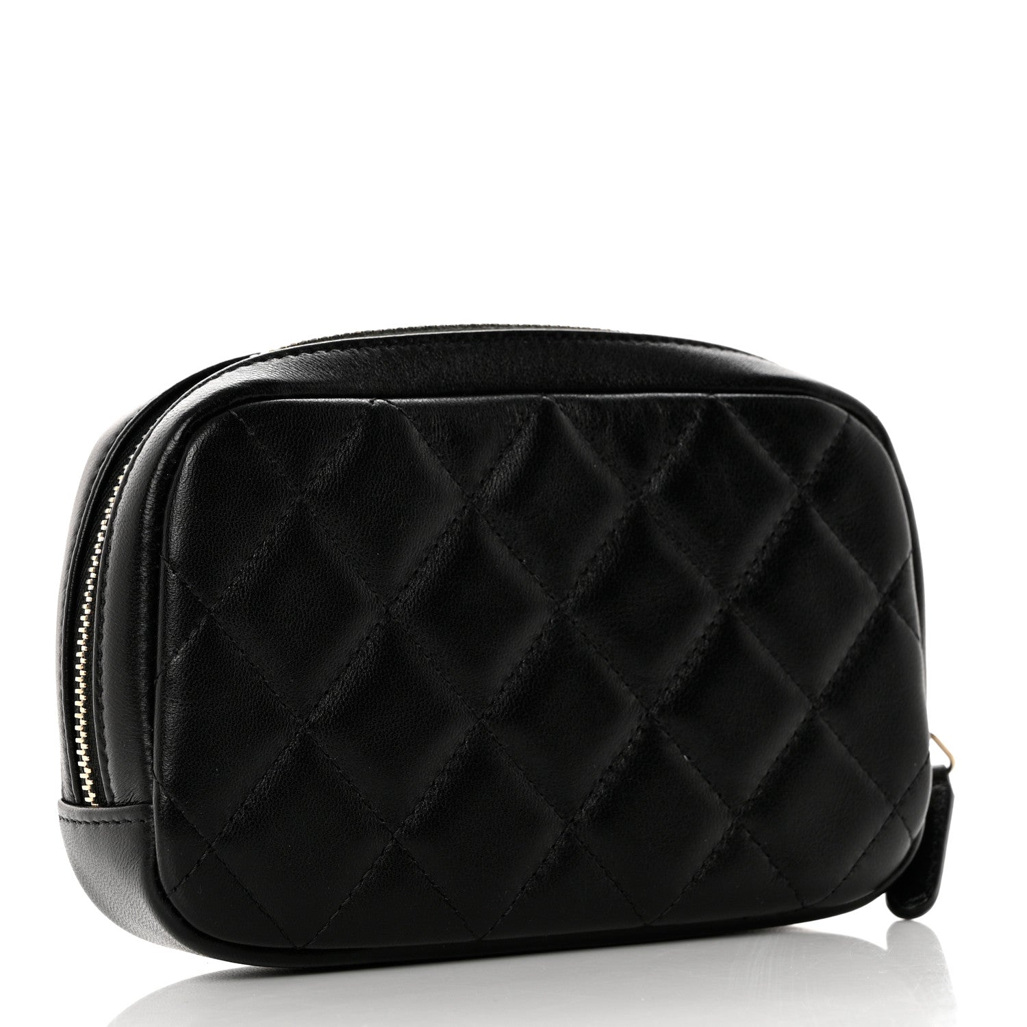 Chanel Lambskin Quilted Small Curvy Pouch Cosmetic Case Black 3 of 7