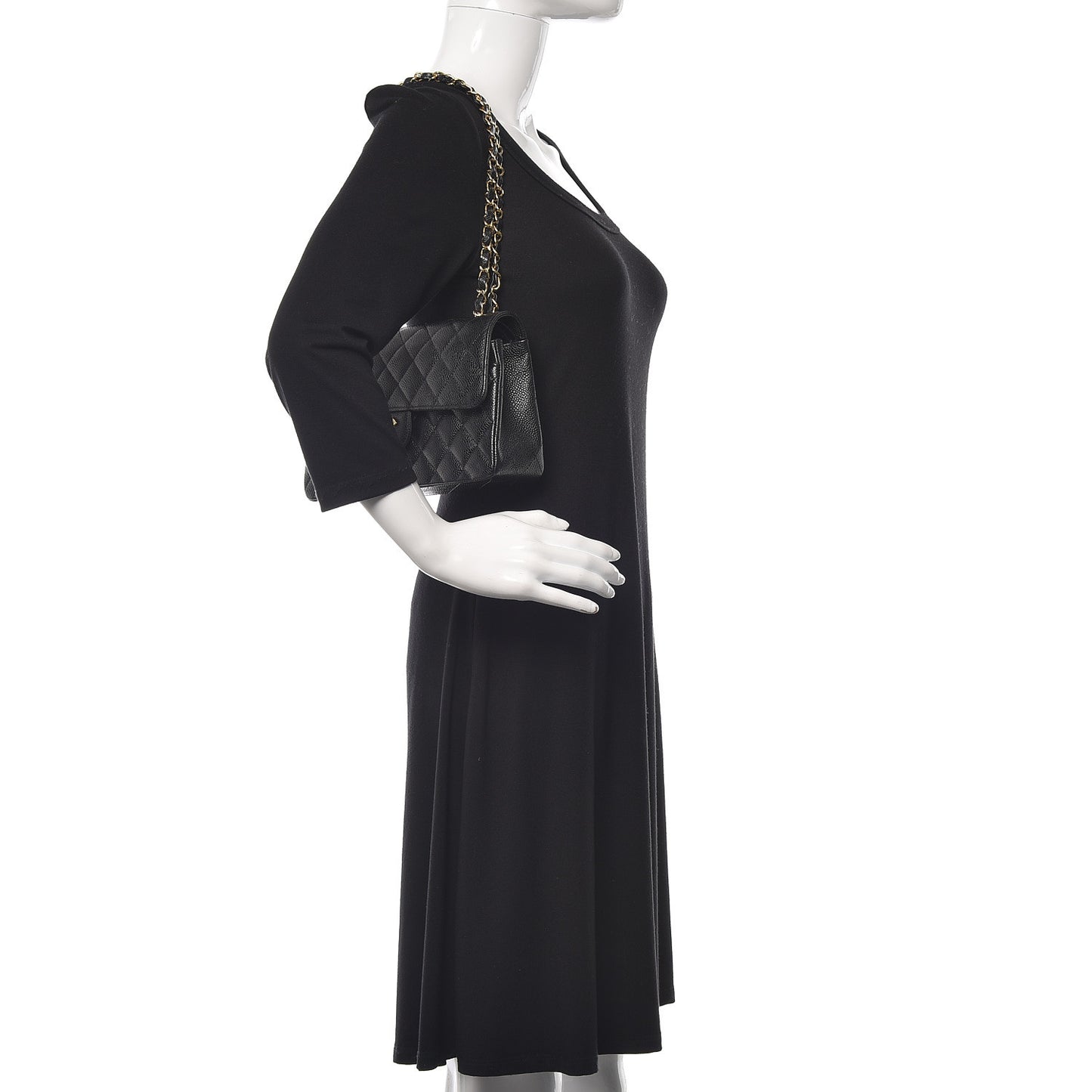 Caviar Quilted Small Double Flap Black