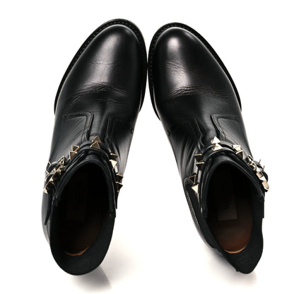 Valentino Garavani Calfskin Rockstud Double Buckle Beatle Chelsea 70mm Ankle Boots 37.5 Black 2 of 10