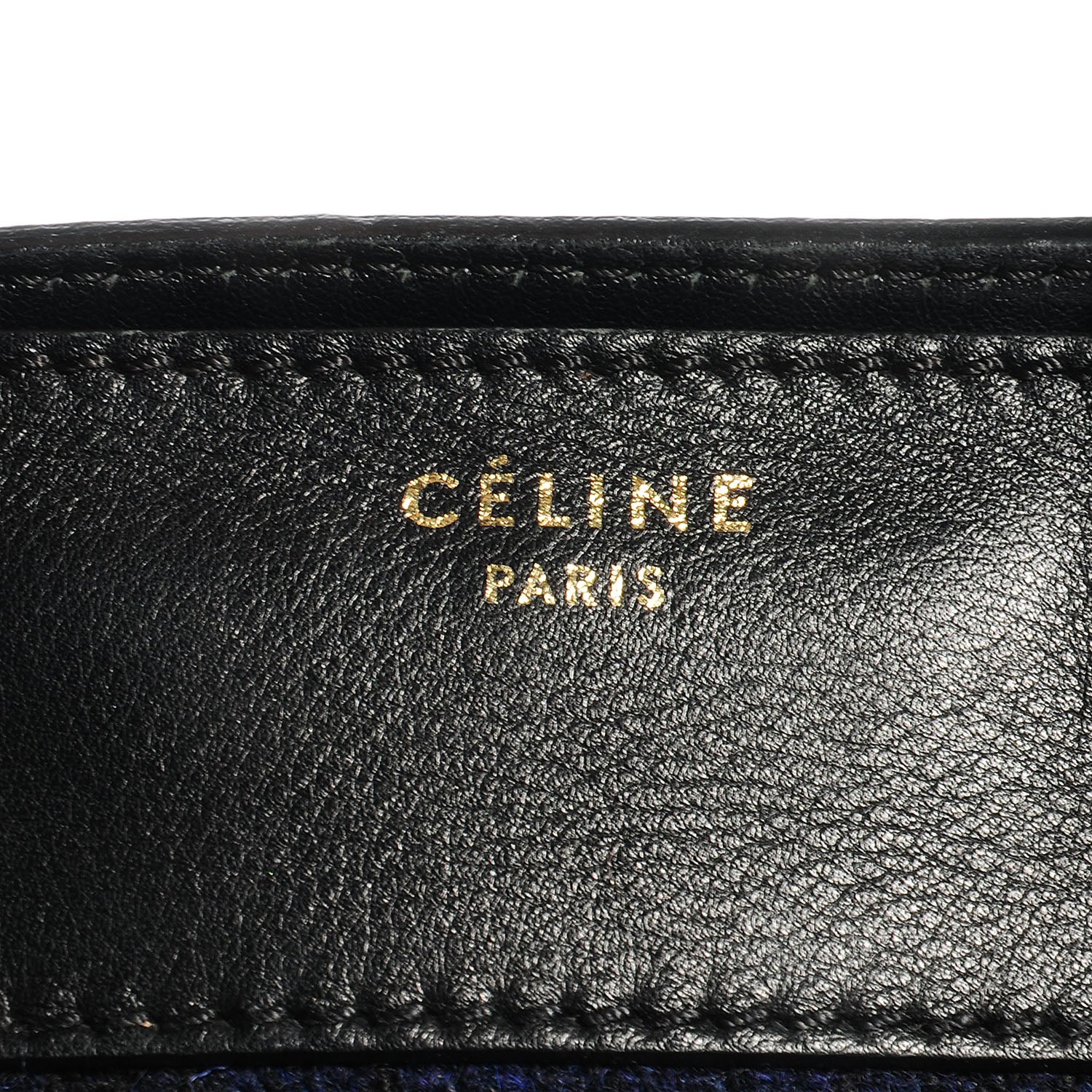 Celine Smooth Calfskin Tweed Tartan Mini Luggage Midnight 5 of 9