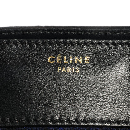 Celine Smooth Calfskin Tweed Tartan Mini Luggage Midnight 5 of 9