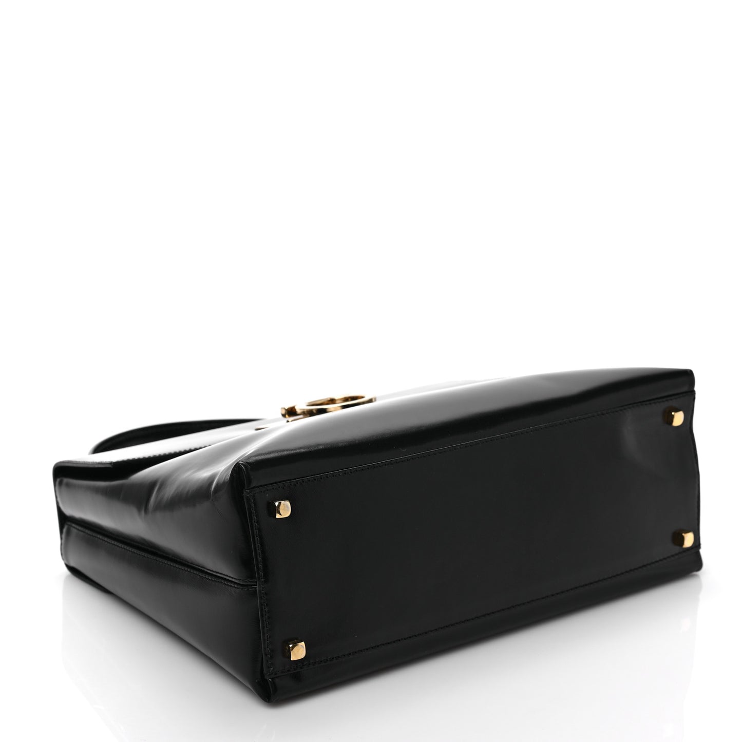 Brushed Off Calfskin Iconic Large Top Handle Bag Black