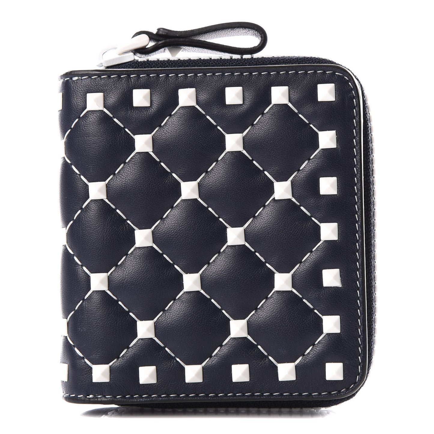 Nappa Free Rockstud Spike Compact Zip Around Wallet Marine
