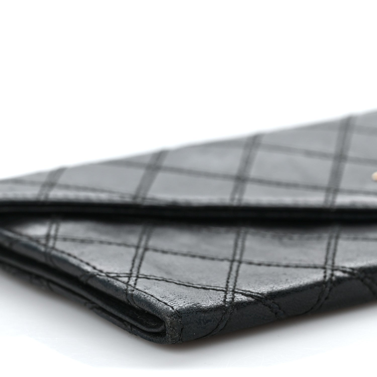 Chanel Lambskin Diamond Stitched Envelope Long Flap Wallet Black 9 of 11