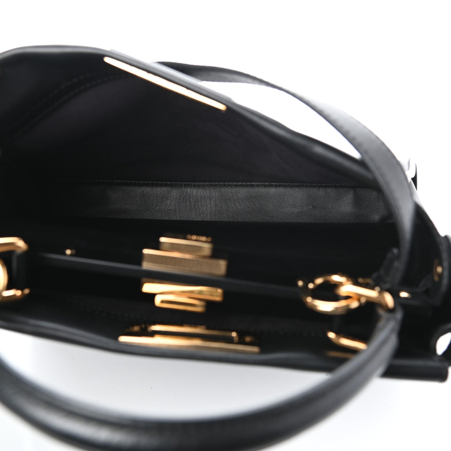 Vitello Seta Shiny Nappa Medium Peekaboo Iconic Satchel Black