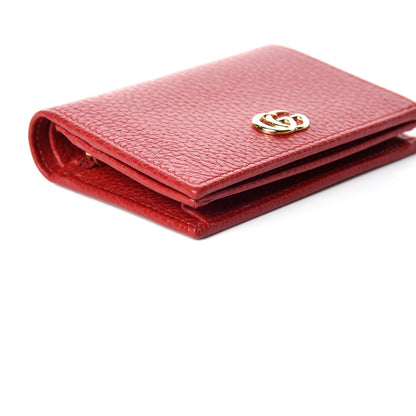 Gucci Pebbled Calfskin GG Marmont Card Case Hibiscus Red 5 of 10