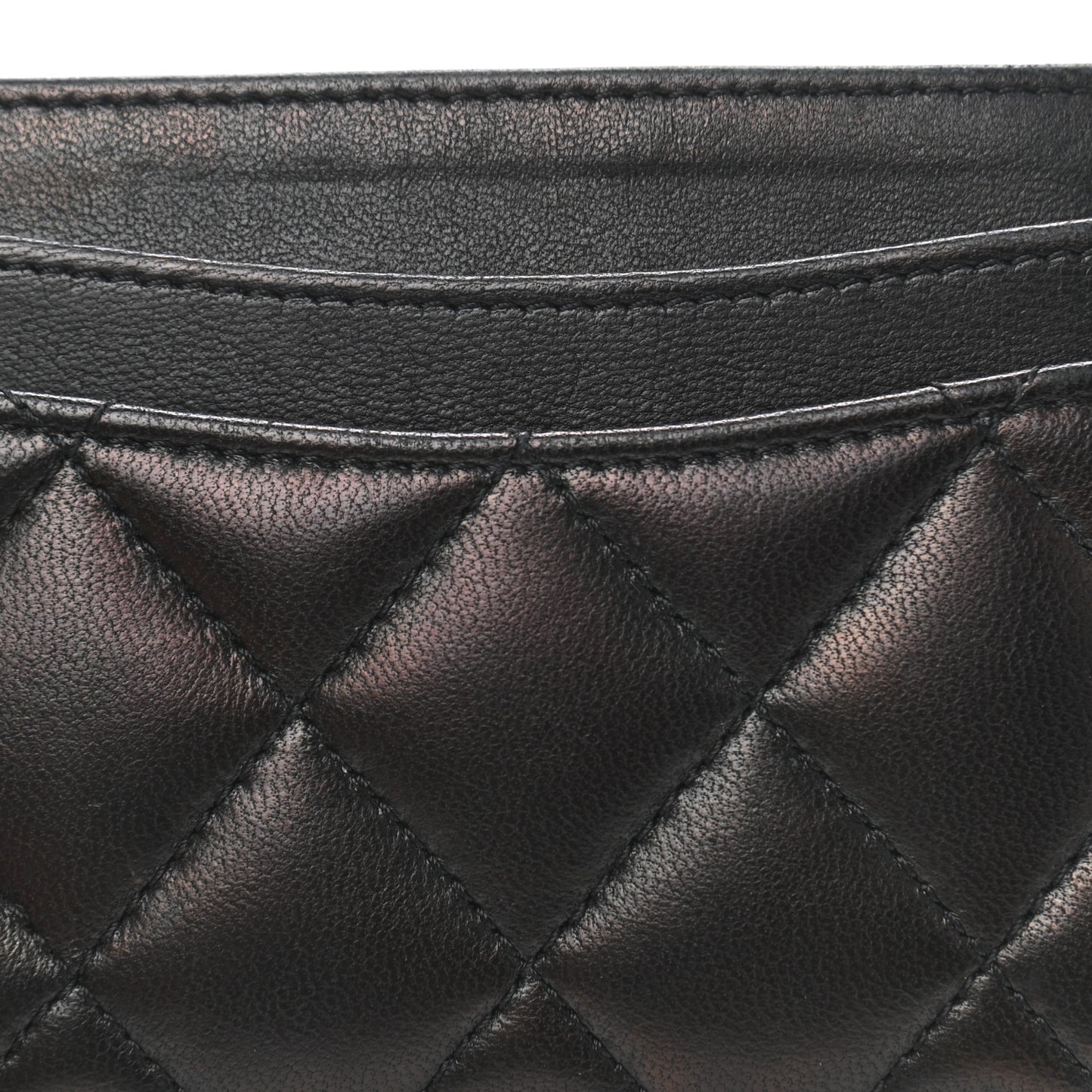 Lambskin Quilted Card Holder Black
